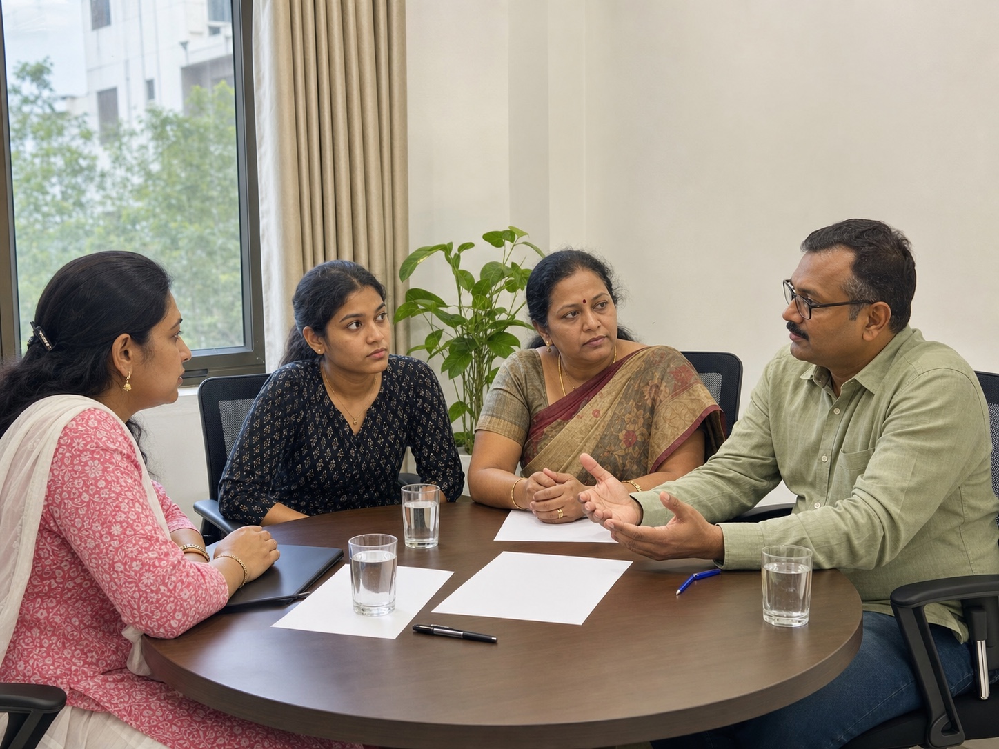 Parent and student meeting with an education counsellor