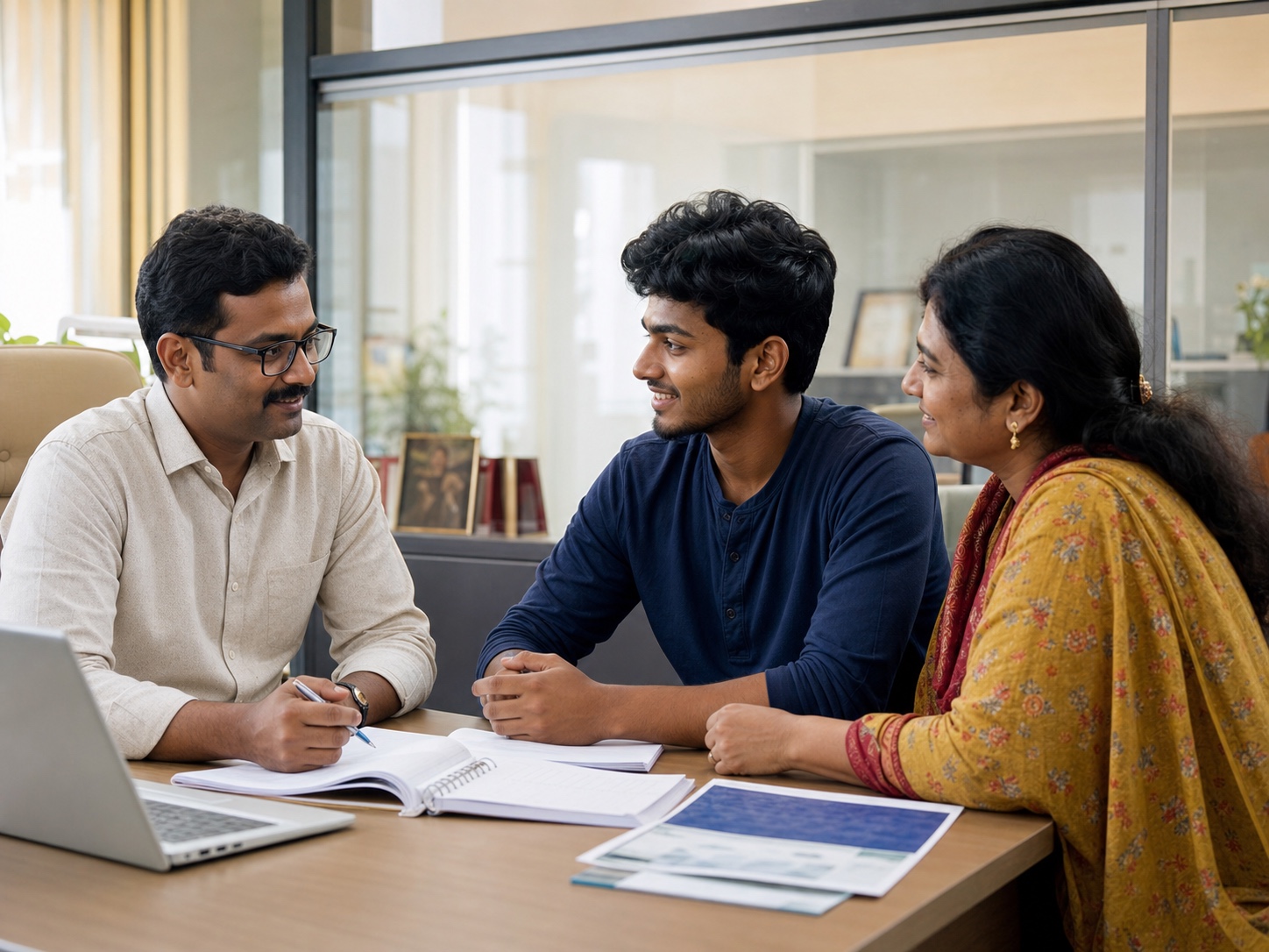 Student and parent in a one-to-one education counselling session